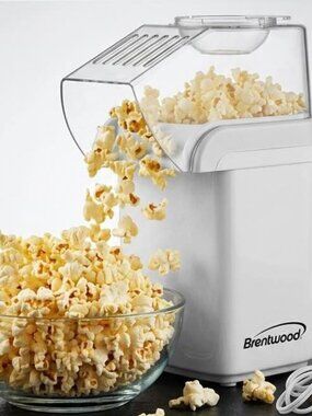 Brentwood Hot Air Tabletop Popcorn Maker with Butter Dispenser – White